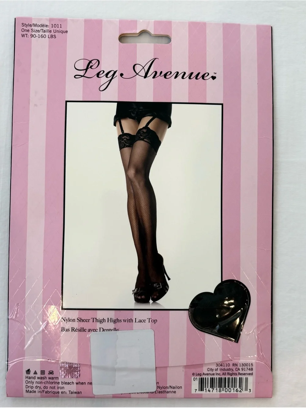 NEW Leg Avenue Black Sheer Lace Top Thigh High Stockings